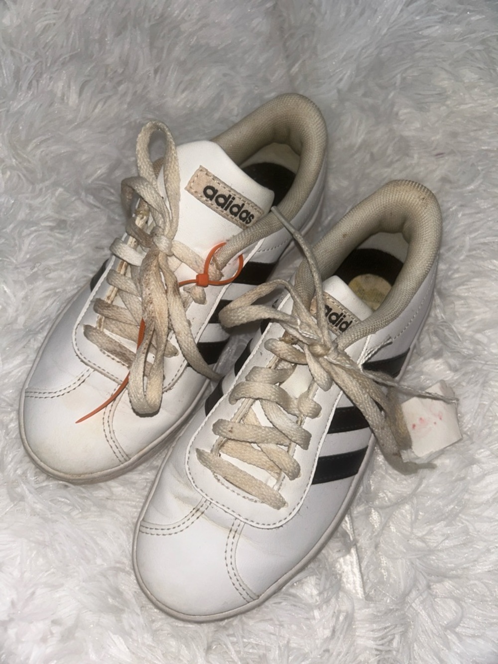 Adidas White Leather Sneakers with Black Stripes 420.02 white